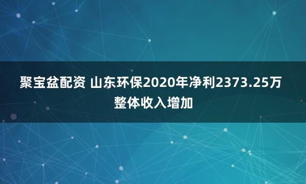聚宝盆配资 山东环保2020年净利2373.25万 整体收入增加