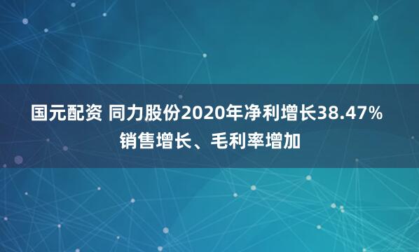 国元配资 同力股份2020年净利增长38.47% 销售增长、毛利率增加